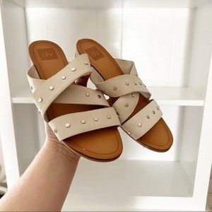 DV Dolce Vita Studded Criss Cross Strap Open Toe Slip On sandals